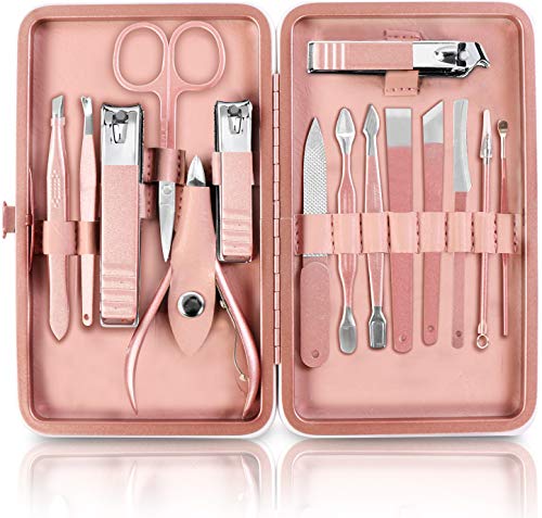 Utopia Care 15 Pieces Manicure Set - Stainless Steel Manicure Utopia Care 15 Pieces Manicure Set - Stainless Steel Manicure Nail Clippers Pedicure Kit - Professional Grooming Kits, Nail Care Tools with Luxurious Travel Case (Rose Gold)