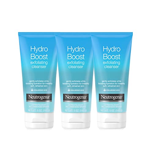 Neutrogena Hydro Boost Gentle Exfoliating Daily Facial Cleanser with Hyaluronic Neutrogena Hydro Boost Gentle Exfoliating Daily Facial Cleanser with Hyaluronic Acid, Clinically Proven to Increase Skin's Hydration Level, Non-Comedogenic Oil-, Soap- & Paraben-Free, 3 x 5 Oz