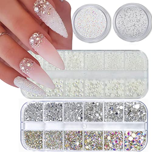 4 Boxs Nail Art Rhinestones Flatback Rhinestones Pearls Nail Charms 4 Boxs Nail Art Rhinestones Flatback Rhinestones Pearls Nail Charms for Acrylic Nails Crystals Nail Art Supplies Half Round Design Nail Gems Nail Pearls Nail Accessories for DIY Nail Decor.