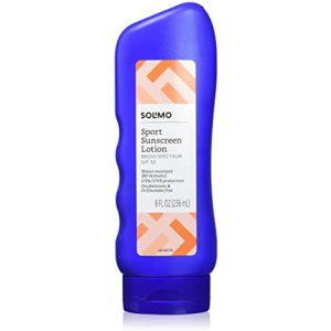 Amazon Brand - Solimo Sport Sunscreen Lotion, SPF 30, Reef Friendly (Octinoxate & Oxybenzone Free), Broad Spectrum UVA/UVB Protection, 8 Fluid Ounce