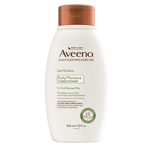 Aveeno Farm-Fresh Oat Milk Sulfate-Free Conditioner with Colloidal Oatmeal & Aveeno Farm-Fresh Oat Milk Sulfate-Free Conditioner with Colloidal Oatmeal & Almond Milk, Scalp Soothing & Moisturizing Daily Conditioner for All Hair Types, Paraben & Dye-Free, 12 Fl Oz
