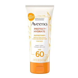 Aveeno Protect + Hydrate Moisturizing Face Sunscreen Lotion With Broad Spectrum Spf 60 & Prebiotic Oat, Weightless & Refreshing Feel, Paraben-free, Oil-free, Oxybenzone-free, 2.0 ounces