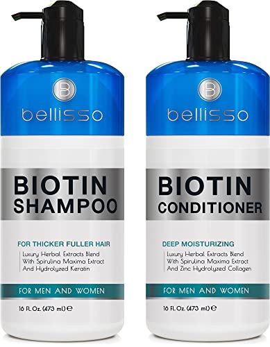 Biotin Shampoo and Conditioner Set - Sulfate and Paraben Free Biotin Shampoo and Conditioner Set - Sulfate and Paraben Free Treatment for Men and Women - Hair Thickening Volumizing Products to Help Boost Thinning Hair with Added Keratin