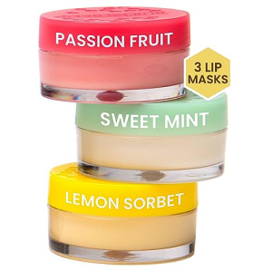 Burt's Bees Back to School Gifts, 5 Dorm Products for College Students, 3 Lip Mask Set-Overnight Intensive Treatment Revives for All Day Hydration, Passion Fruit & Chamomile, Sweet Mint, Lemon Sorbet