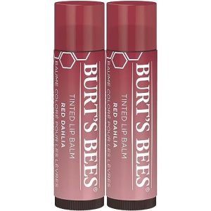 Burt's Bees Lip Balm, Tinted Moisturizing Lip Care for Women, 100% Natural, with Shea Butter, Red Dahlia (2 Pack)