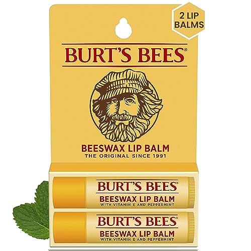 Burt's Bees Moisturizing Lip Care, for All Day Hydration, 100% Burt's Bees Moisturizing Lip Care, for All Day Hydration, 100% Natural, Original Beeswax with Vitamin E & Peppermint Oil (2 Pack)