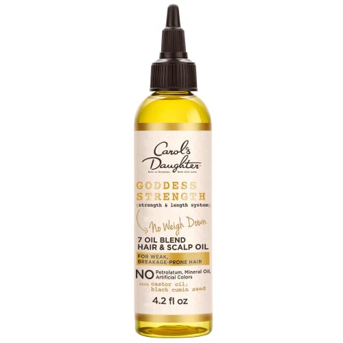 Carol’s Daughter Goddess Strength 7 Oil Blend Scalp & Hair Carol’s Daughter Goddess Strength 7 Oil Blend Scalp & Hair Treatment Oil to Strengthen & Lengthen Curls – with Castor Oil, Olive Oil, Jojoba Oil - For Wavy, Curly, Coily, Natural Hair, 4.2 fl oz