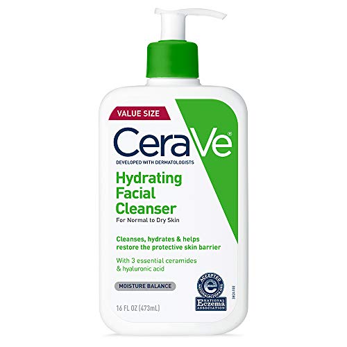 CeraVe Hydrating Facial Cleanser | Moisturizing Non-Foaming Face Wash with CeraVe Hydrating Facial Cleanser | Moisturizing Non-Foaming Face Wash with Hyaluronic Acid, Ceramides and Glycerin | Fragrance Free Paraben Free | 16 Fluid Ounce