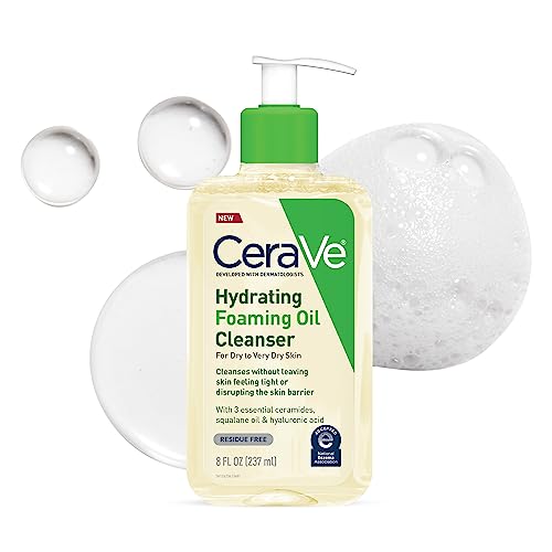 CeraVe Hydrating Foaming Oil Cleanser | Foaming Oil Wash with CeraVe Hydrating Foaming Oil Cleanser | Foaming Oil Wash with Squalane Oil, Triglyceride, Hyaluronic Acid and Ceramides | For Dry to Very Dry Skin | 8 Oz