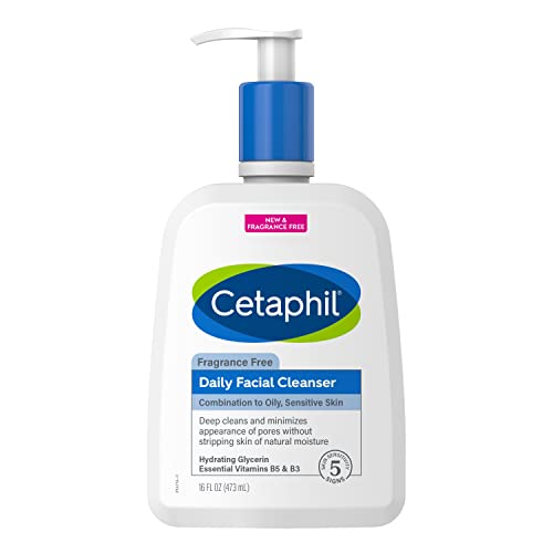 Cetaphil Face Wash, Daily Facial Cleanser for Sensitive, Combination to Cetaphil Face Wash, Daily Facial Cleanser for Sensitive, Combination to Oily Skin, NEW 16 oz, Fragrance Free,Gentle Foaming, Soap Free, Hypoallergenic