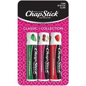 ChapStick Classic Spearmint, Cherry and Strawberry Lip Balm Tubes Variety Pack - 0.15 Oz Each (Pack of 3)