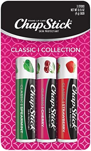 ChapStick Classic Spearmint, Cherry and Strawberry Lip Balm Tubes Variety ChapStick Classic Spearmint, Cherry and Strawberry Lip Balm Tubes Variety Pack - 0.15 Oz Each (Pack of 3)