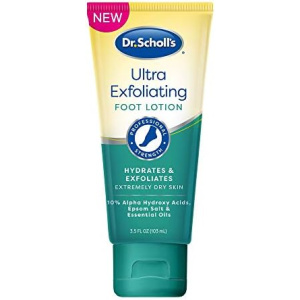 Dr. Scholl's Dry, Flaky Skin Remover Ultra Exfoliating Foot Lotion with Urea for Rough Dry Cracked Feet, Heal and Moisturize for Healthy Looking Feet, Intensive Foot Care, Alpha Hydroxy Acids, 3.5 oz