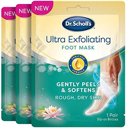 Dr. Scholl's Rough, Dry Skin Ultra Exfoliating Foot Mask 3 Dr. Scholl's Rough, Dry Skin Ultra Exfoliating Foot Mask 3 Pack, Gently Peels and Softens, with Urea, Dead Skin Remover for Feet, Callus Remover, Essential Oils Soothe, Disposable Moisturizing Socks