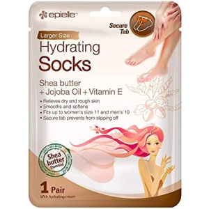 Epielle Hydrating Foot Masks (Socks 6pk) for foot cracked and dry heel to toe and callus Spa Masks - Shea butter + Jojoba Oil + Vitamin E Moisturize, Mothers Day GIfts