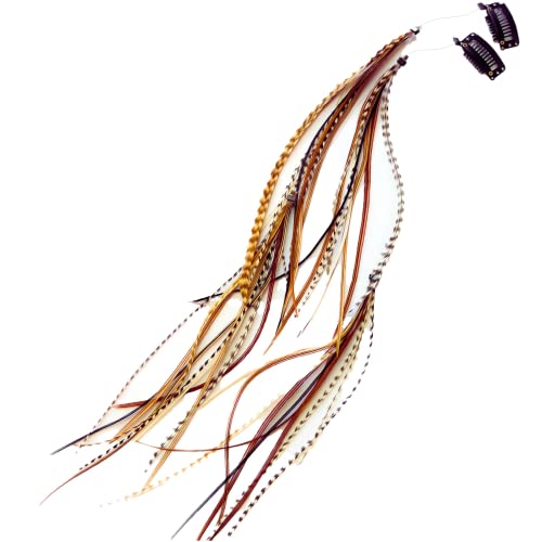 Feather Hair Clips, Long Hippie Boho Indian Accessories, Real Clip Feather Hair Clips, Long Hippie Boho Indian Accessories, Real Clip on Feather Extensions (Naturals)