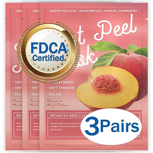 Foot peel mask for Dry Cracked Feet(3 Pairs) - Exfoliating Foot peel mask for Dry Cracked Feet(3 Pairs) - Exfoliating Feet Mask Peel with Natural Peach Extract for Dry,Cracked Heels and Removing Dead Skin