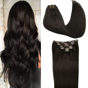 GOO GOO Human Hair Extensions Clip In Dark Brown Remy Straight Thick 120g Real Natural Hair Extensions 18 Inch