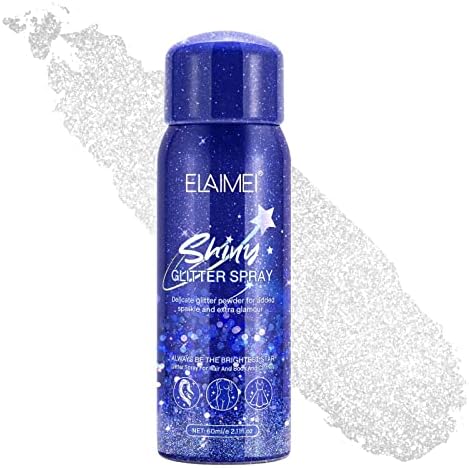 HANYWIL Body Glitter, Glitter Hairspray, Holographic Body Glitter Spray for HANYWIL Body Glitter, Glitter Hairspray, Holographic Body Glitter Spray for Skin, Face and Hair, Quick Dry Glitter Spray, Temporary Shiny Spray for Clothes 2.11 Fl.oz