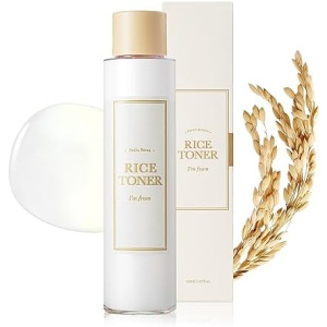 I'm from Rice Toner, 77.78% Rice Extract from Korea, Glow Essence with Niacinamide, Hydrating for Dry Skin, Vegan, Alcohol Free, Fragrance Free, Peta Approved, K Beauty Toner, 5.07 Fl Oz