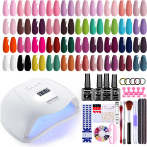 JEWHITENY Gel Nail Polish Kit with U V Light 120W Nail Dryer, 40 Colors Gel Nail Polish Set, Nail Art Decorations, Manicure Tools Gel Nail Kit Gift for Women