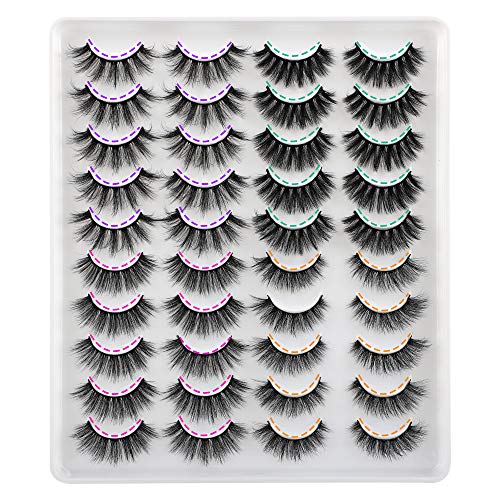 JIMIRE 20 Pairs False Eyelashes 4 Styles Fluffy Eyelashes Pack JIMIRE 20 Pairs False Eyelashes 4 Styles Fluffy Eyelashes Pack 3D Volume Faux Mink Lashes Packs