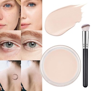Kaely Pot Concealer Set,under Eye Concealer Brightener for Conceals Dark Circles, Waterproof Face Primer for Makeup,Corrects Tattoo Concealer,Foundation Makeup Brush,Eye Ring corrector de ojeras 01