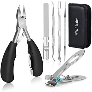 Large Toenail Clippers for Thick & Ingrown Nails Podiatrist Toenail Clippers Kits Stainless Steel Super Sharp Curved Blade Grooming Nail Tool for Man & Women