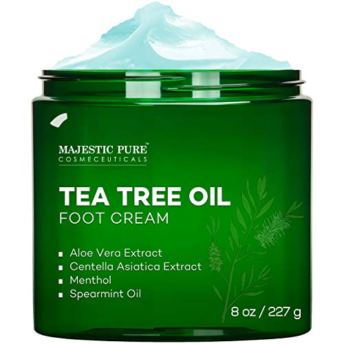 MAJESTIC PURE Athletes Foot Cream with Tea Tree Oil, Aloe MAJESTIC PURE Athletes Foot Cream with Tea Tree Oil, Aloe & Spearmint - Hydrates, Softens & Conditions Dry Cracked Feet, Heel and Calluses,- Helps Soothe Irritated Skin - 8 oz