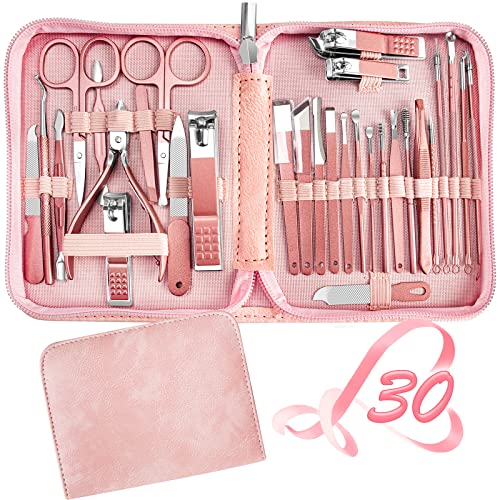 Manicure Set 30 in 1 Nail Clippers Set,Nail Manicure Kit Manicure Set 30 in 1 Nail Clippers Set,Nail Manicure Kit for Women,RedFlow Toenail Clippers,Pedicure Kit,Pedicure Tools,Suitable for Travel Manicure Tools,Toe Nail Kit,Nail Care Kit,Manicure Set Women
