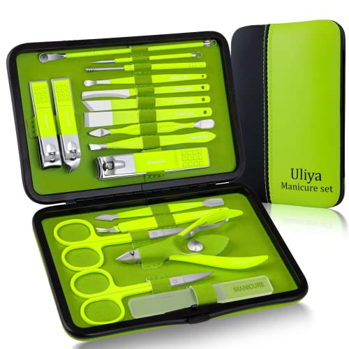 Manicure Set Nail Clippers Kit 18 Pcs Professional Pedicure Set Manicure Set Nail Clippers Kit 18 Pcs Professional Pedicure Set Sharp and Durable Stainless Steel Nail Care Tools for Men Women With Luxurious Travel Case (Green)