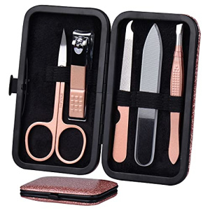 Manicure Set Nail Clippers Kit 5 Pieces in 1 Stainless Steel Professional Grooming Kits,Nail Care Tools Including Nano Glass Nail Shiner Buffer File Gift for Men Husband Boyfriend Parents Women Elder