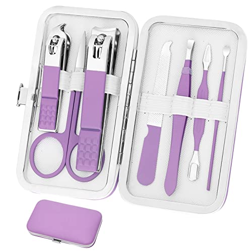 Manicure Set Women Nail Clipper Set Grooming Kit Pedicure Kit Manicure Set Women Nail Clipper Set Grooming Kit Pedicure Kit Finger Nail Clippers Grooming Kit Nail Tools Gift 8 In1 with Travel Case For Women Girls Friends Parents Gifts
