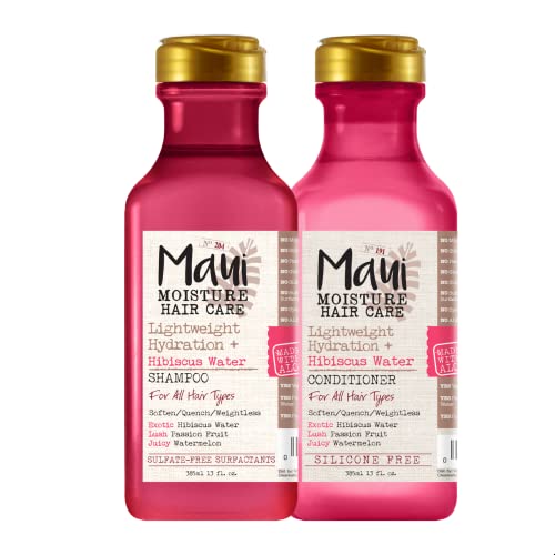 Maui Moisture Lightweight Hydration + Hibiscus Shampoo + Conditioner for Maui Moisture Lightweight Hydration + Hibiscus Shampoo + Conditioner for Daily Moisture, No Sulfates, 13 Fl Oz