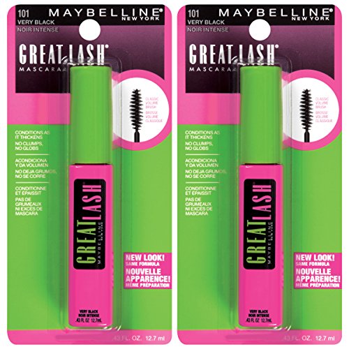 Maybelline Great Lash Washable Mascara Makeup, Volumizing Lash-Doubling Formula That Maybelline Great Lash Washable Mascara Makeup, Volumizing Lash-Doubling Formula That Conditions As It Thickens, Very Black, 2 Count