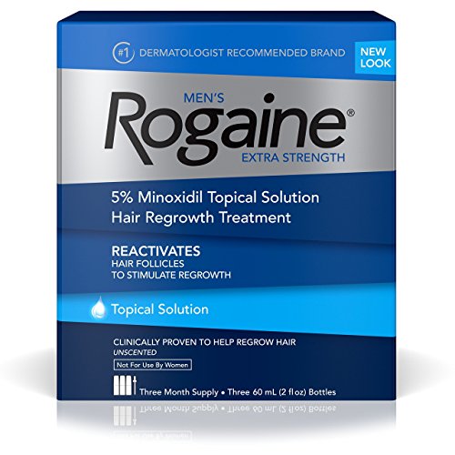 Men's Rogaine Extra Strength 5% Minoxidil Topical Solution for Hair Men's Rogaine Extra Strength 5% Minoxidil Topical Solution for Hair Loss & Hair Regrowth, Topical Hair Regrowth Treatment for Men, Unscented Minoxidil Liquid, 3-Month Supply, 3 x 2 fl. oz