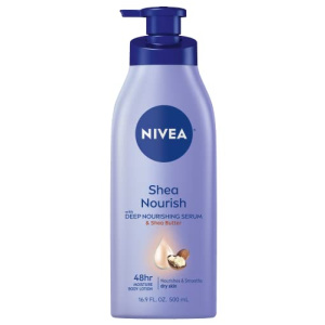 NIVEA Shea Nourish Body Lotion, Dry Skin Lotion with Shea Butter, 16.9 Fl Oz Pump Bottle