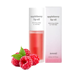 NOONI Korean Lip Oil - Appleberry | Lip Stain, Gift, Moisturizing, Revitalizing, and Tinting for Dry Lips with Raspberry Fruit Extract, 0.12 Fl Oz