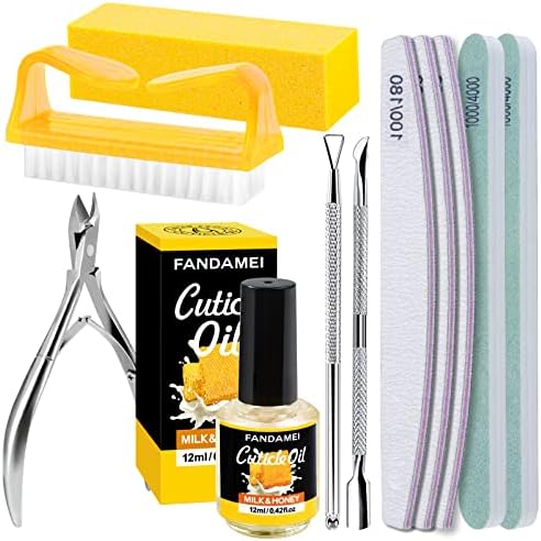 Nail Buffer and File, FANDAMEI Nail Care Kit with 3PCS Nail Buffer and File, FANDAMEI Nail Care Kit with 3PCS Nail Files, 2PCS Nail Buffers, Rectangular Nail Buffer Block, Cuticle Nipper, Cuticle Pusher, Peeler. Cuticle Oil Milk and Honky Nail Manicure