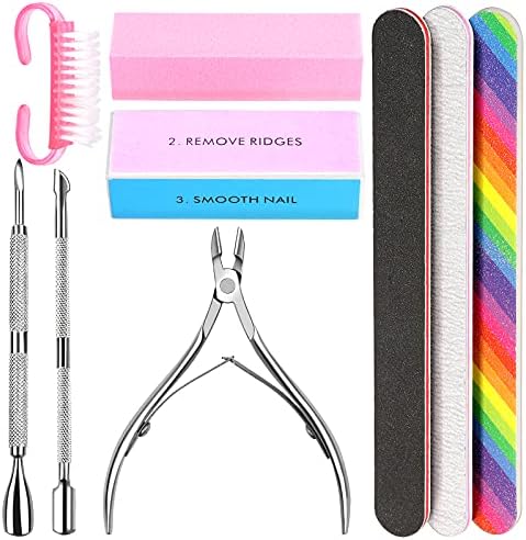Nail File and Buffer- 3pcs Double Sided Nail File, Rectangular Nail File and Buffer- 3pcs Double Sided Nail File, Rectangular Nail Buffer, Buffer Block Sponge Polished, Nail Brush, Come with Cuticle Nipper and Pusher, Perfect Manicure Tool Kit for Shiny Nail