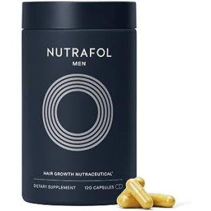 Nutrafol Men's Hair Growth Supplements, Clinically Tested for Visibly Thicker Hair and Scalp Coverage, Dermatologist Recommended - 1 Month Supply