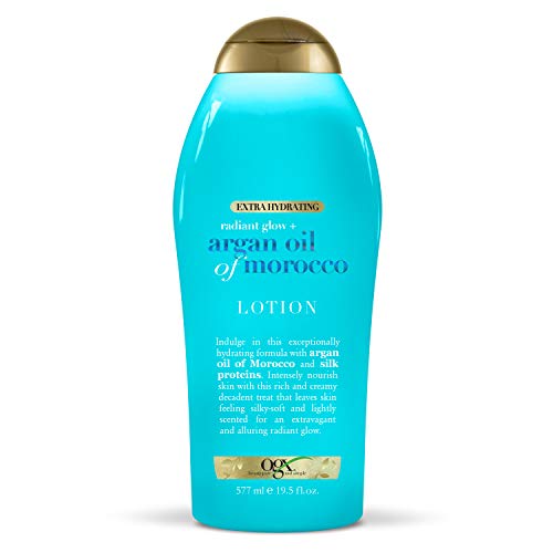 OGX Radiant Glow + Argan Oil of Morocco Extra Hydrating OGX Radiant Glow + Argan Oil of Morocco Extra Hydrating Body Lotion for Dry Skin, Nourishing Creamy Body & Hand Cream for Silky Soft Skin, Paraben-Free, Sulfated-Surfactants Free, 19.5 fl oz