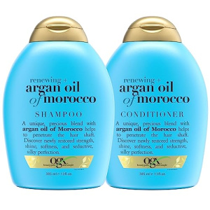 OGX Renewing + Argan Oil of Morocco Shampoo & Conditioner Set, 13 Fl Oz (Pack of 2) (packaging may vary), Blue