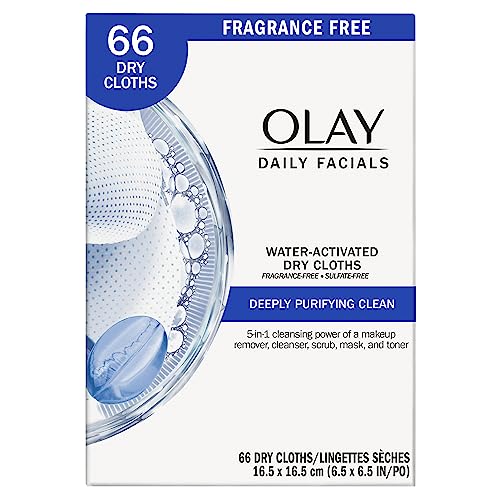 Olay Daily Facials, Deeply Purifying Clean, 5-in-1 Cleansing Wipes with Olay Daily Facials, Deeply Purifying Clean, 5-in-1 Cleansing Wipes with Power of a Makeup Remover, Scrub, Toner, Mask and Cleanser, 66 Count