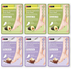 Original Derma Beauty Foot Mask 6 Pairs Moisture-Boosting Shea Butter + Intense Hydration Avocado Moisturizing Foot Mask Body Exfoliator (Assort #2) Callus Remover Foot Bath Pedicure Supplies Beauty & Personal Care