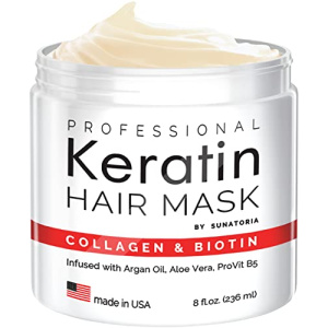 Professional Keratin Hair Mask - Made in USA - Nourishment Treatment for Hair Repair & Beauty - Biotin Collagen Coconut Oil & Pro-Vitamin B5 Protein Mask - Hair Vitamin Complex for All Hair Types - Mascarilla para el Cabello
