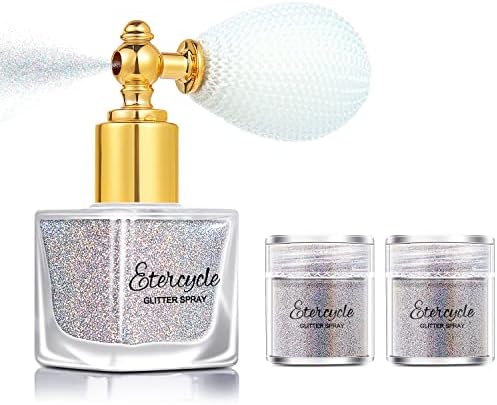 Silver Body Glitter Spray, Etercycle Shimmering Spray Powder Sparkle Powder, Silver Body Glitter Spray, Etercycle Shimmering Spray Powder Sparkle Powder, Cosmetic Shimmer Makeup Glitter for Hair and Body Face Clothes Nail Art Craft Design Easter Crafts