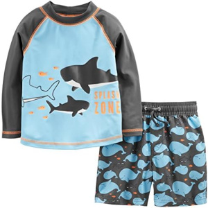 Simple Joys by Carter's Toddlers and Baby Boys' Swimsuit Trunk and Rashguard Set, Multipacks