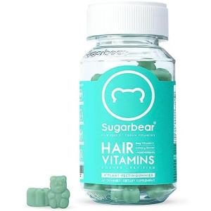 Sugarbear Hair Vitamins Extra Strength Biotin 6000mcg, Vitamin C, Coconut Oil, B12, Folic Acid, Inositol - Vegan Gummies for Luscious Hair and Nails - Supplement for Women & Men (1 Month Supply)