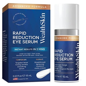 WealthSkin Rapid Reduction Eye Serum, Advanced Formula Under Eye Cream for Dark Circles and Puffiness - Anti Aging Serum Skin Tightening Cream Firms and Lifts to Visibly and Instantly Reduce Appearance of Wrinkles in 120 Seconds 0.5 fl.oz(15 ml)